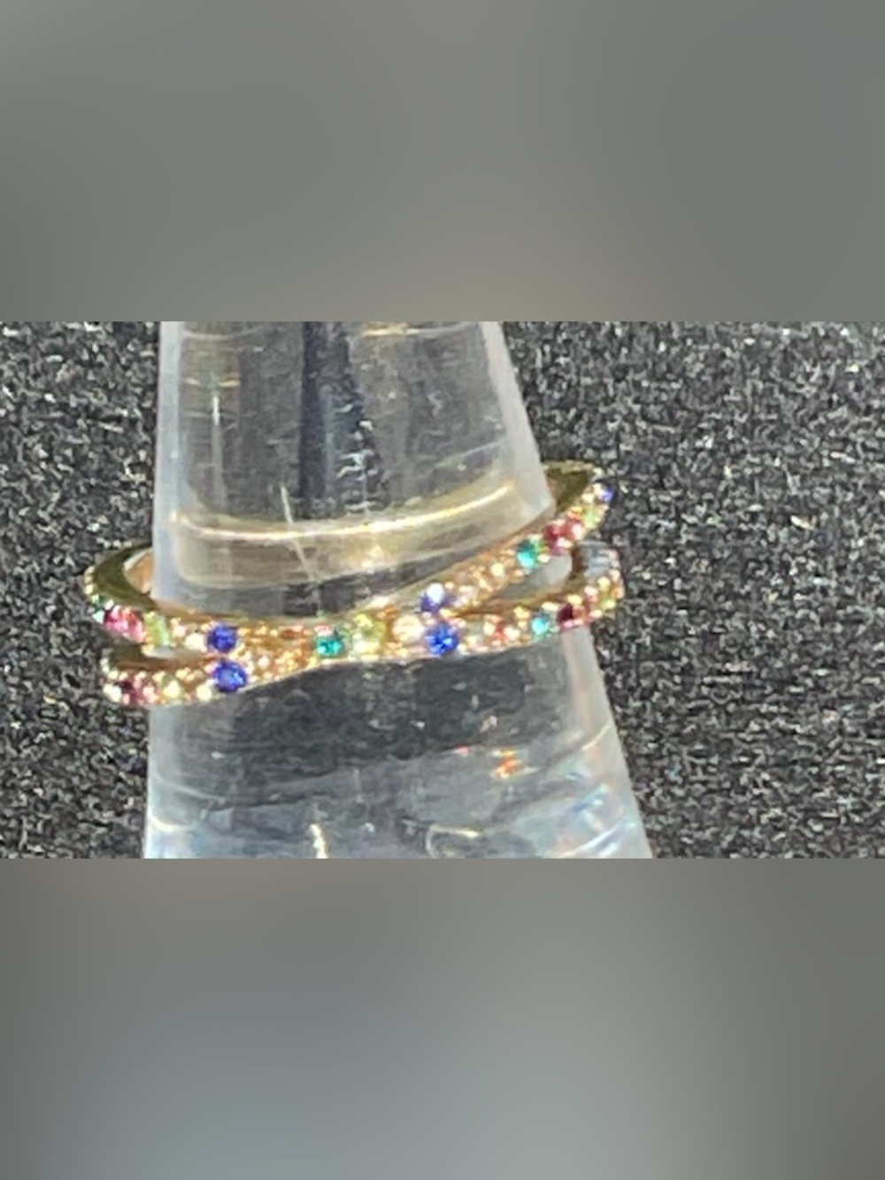 BaubleBar Maria Lola Style Rainbow Pavé Crystal Wrap Ring Gold Luxe Elegant Rare - Picture 4 of 9